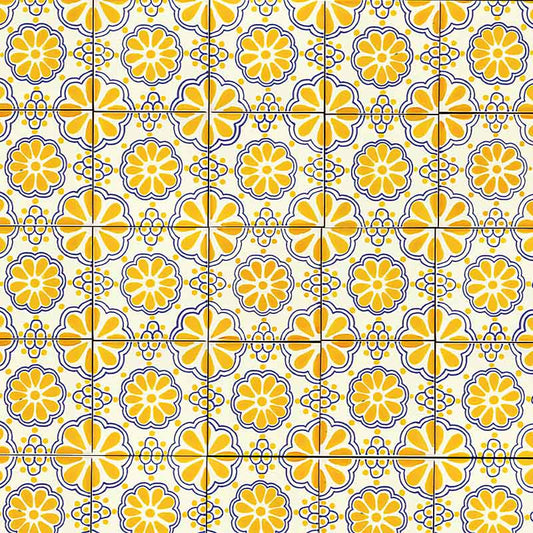 Azulejo flores amarillo